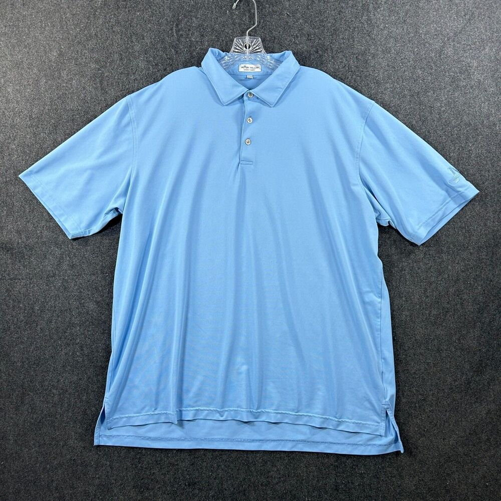 Peter Millar Summer Comfort Polo Shirt Men’s XXL Blue Golf Performance Stretch